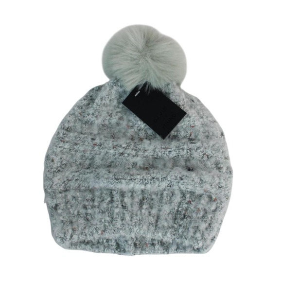 David and Young Accessories - David and Young Mint Green Knit Beanie Faux Fur Pom Pom Winter Hat NWT